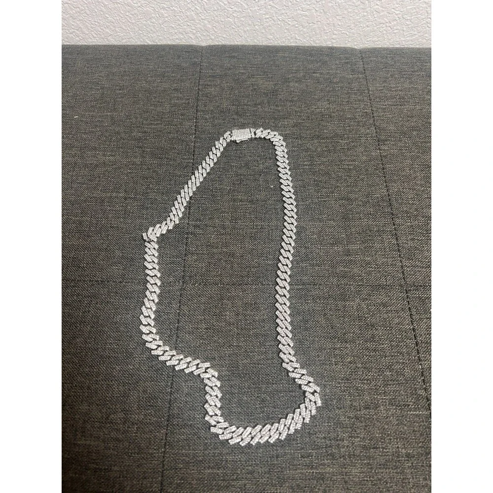 Iced Cuban Link Chain – Approx. 23” Pavé Silver-Tone Hip Hop Necklace
